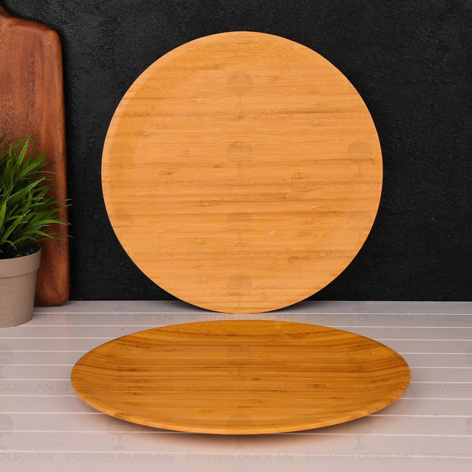 1 ADET BAMBU YUVARLAK 30CM YEMEK & 5 ÇAYI SERVİS (7B219)