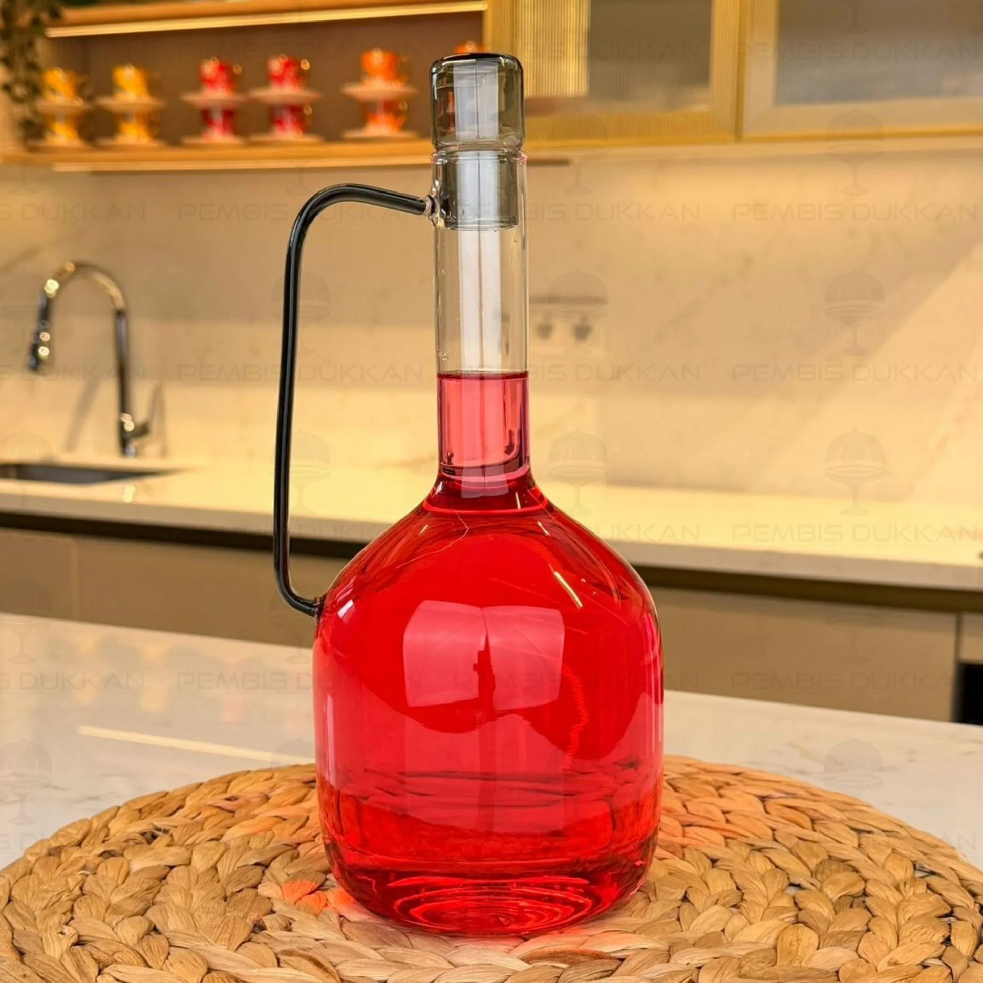 1300ML CAM FÜME KAPAKLI BOROSİLİKAT CAM SÜRAHİ (76989)