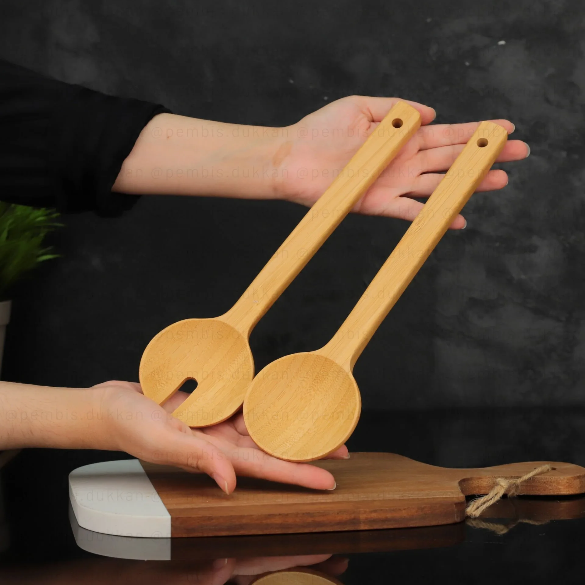 2Lİ BAMBU BOHEM SALATA SERVİS KAŞIK SETİ (7B41)