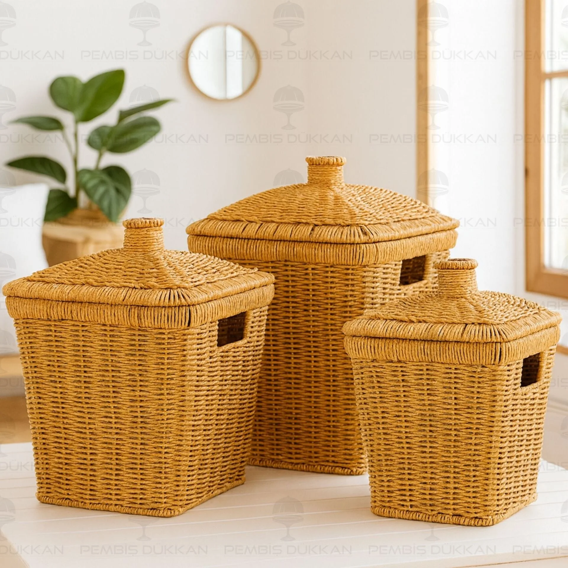3LÜ RATTAN, KARE PATATES - SOĞAN - SARIMSAK SEPETİ