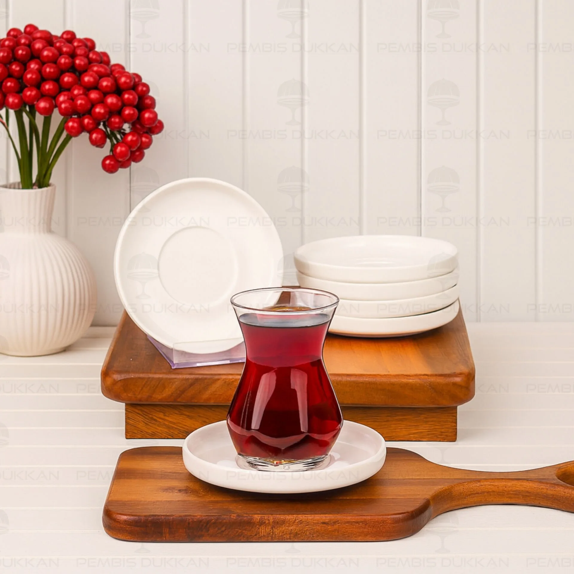 6 ADET BONE PORSELEN BONJELA SADE ÇAY TABAĞI (4011)