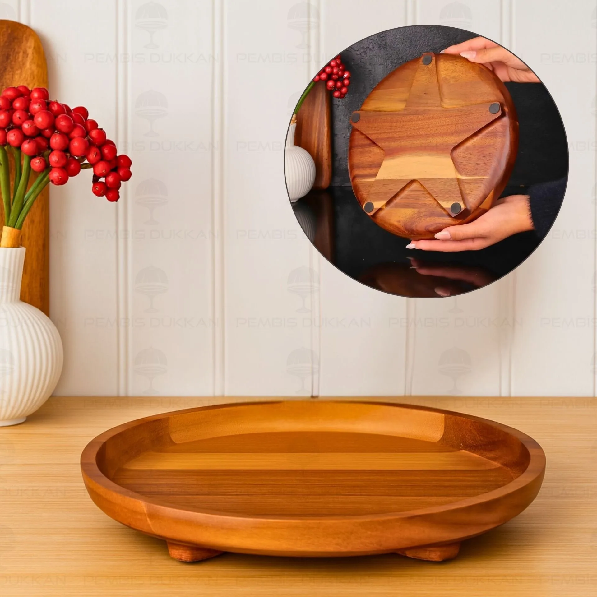 AKASYA 28CM AYAKLI YUVARLAK BÜYÜK SERVİS & SUNUM STAND (7B203)
