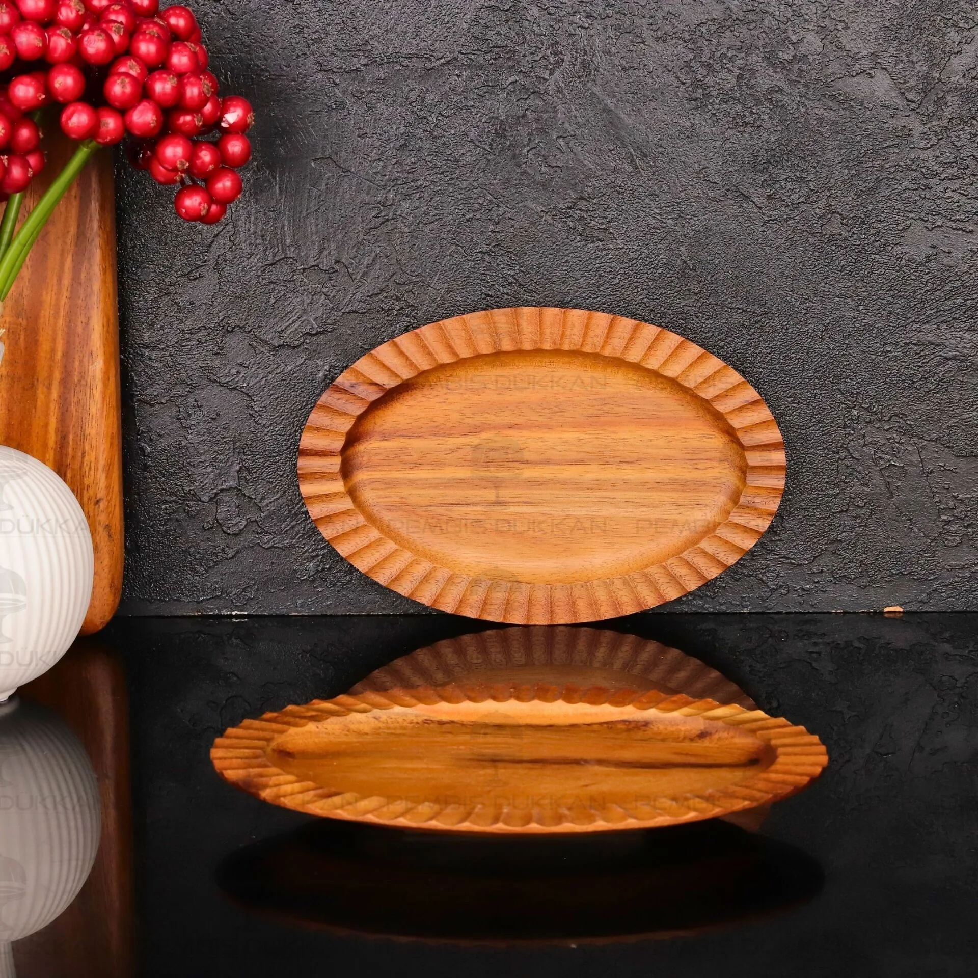 AKASYA OVAL KÜÇÜK 21CM TIRTIKLI KAYIK KAHVALTILIK SERVİS (7B205)