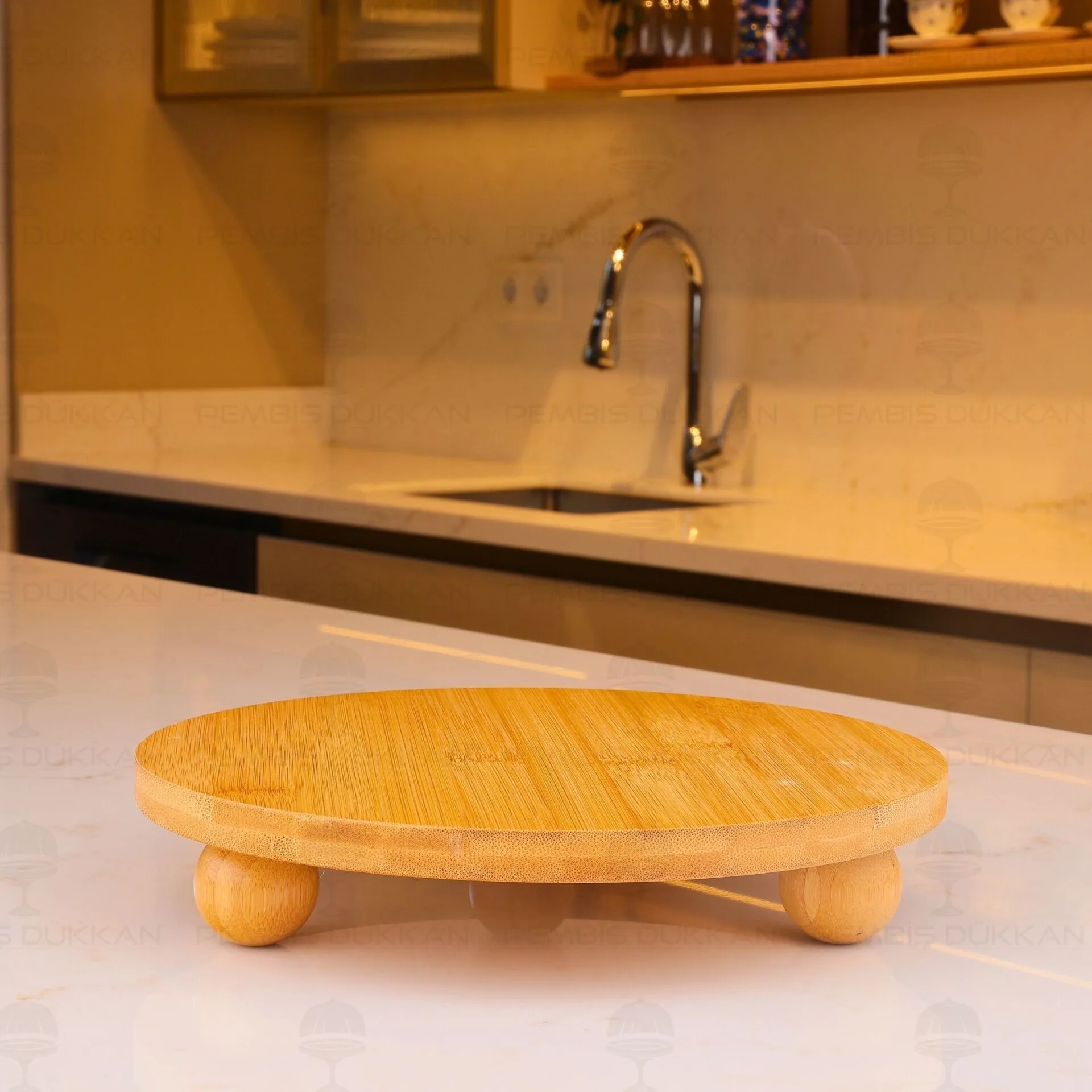 BAMBU 25CM TERNİ TOP AYAKLI, PEYNİR TABAĞI & SUNUM STAND (17438)