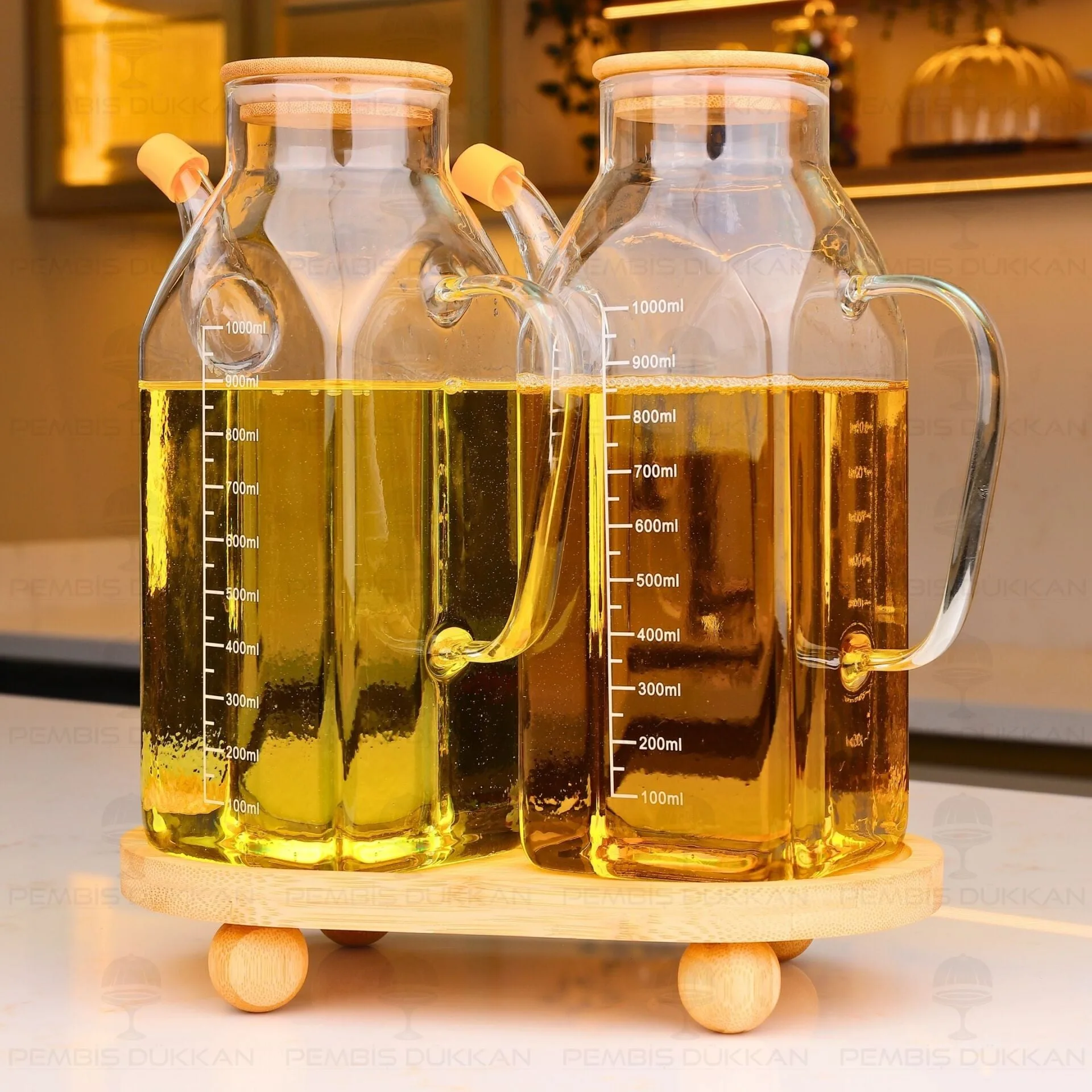 BAMBU ALTLIKLI, 2Lİ KARE BAMBU YAĞDANLIK SET (GLA014 + 1094)