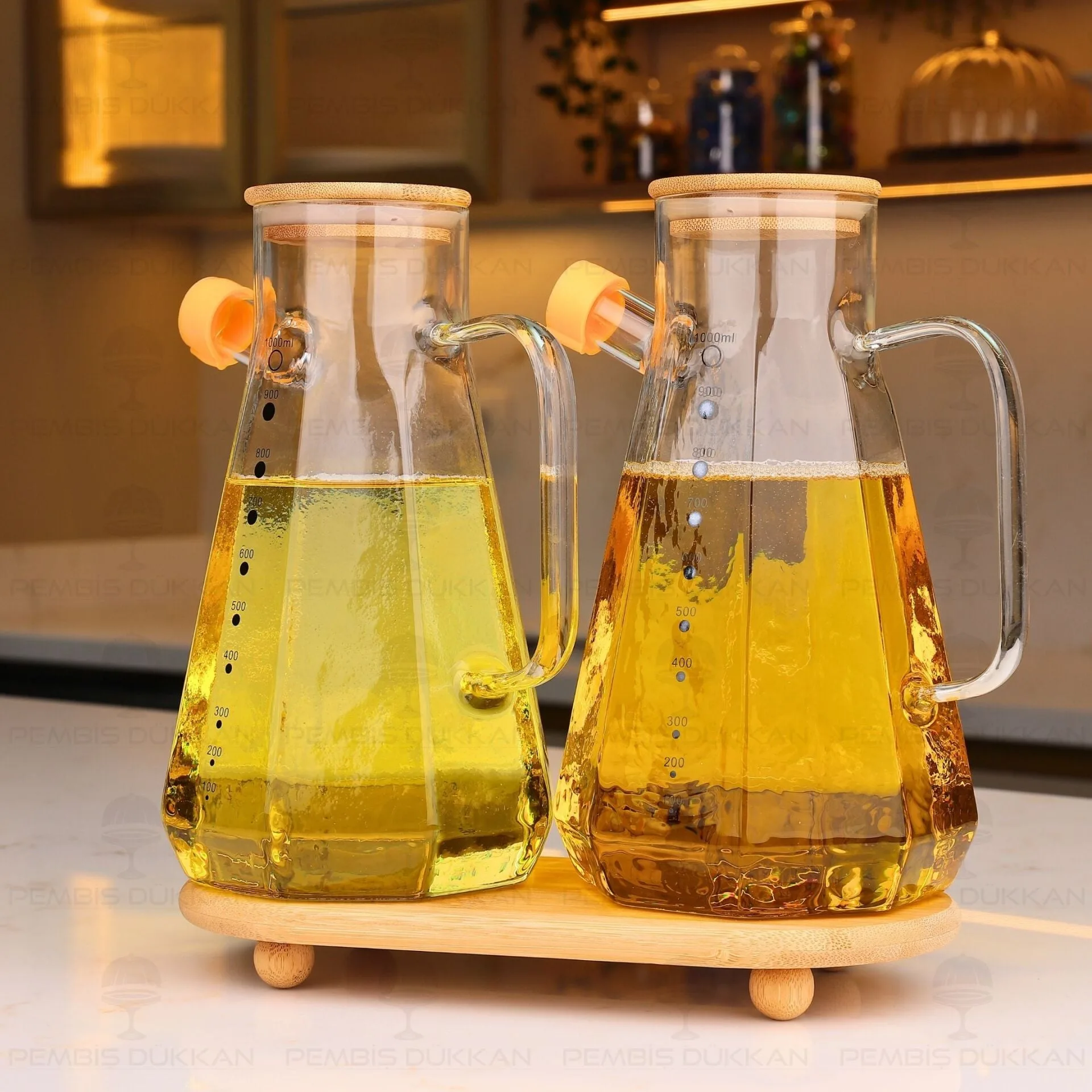 BAMBU ALTLIKLI, 2Lİ KÖŞELİ BAMBU YAĞDANLIK SET (GLA12 + 1526)