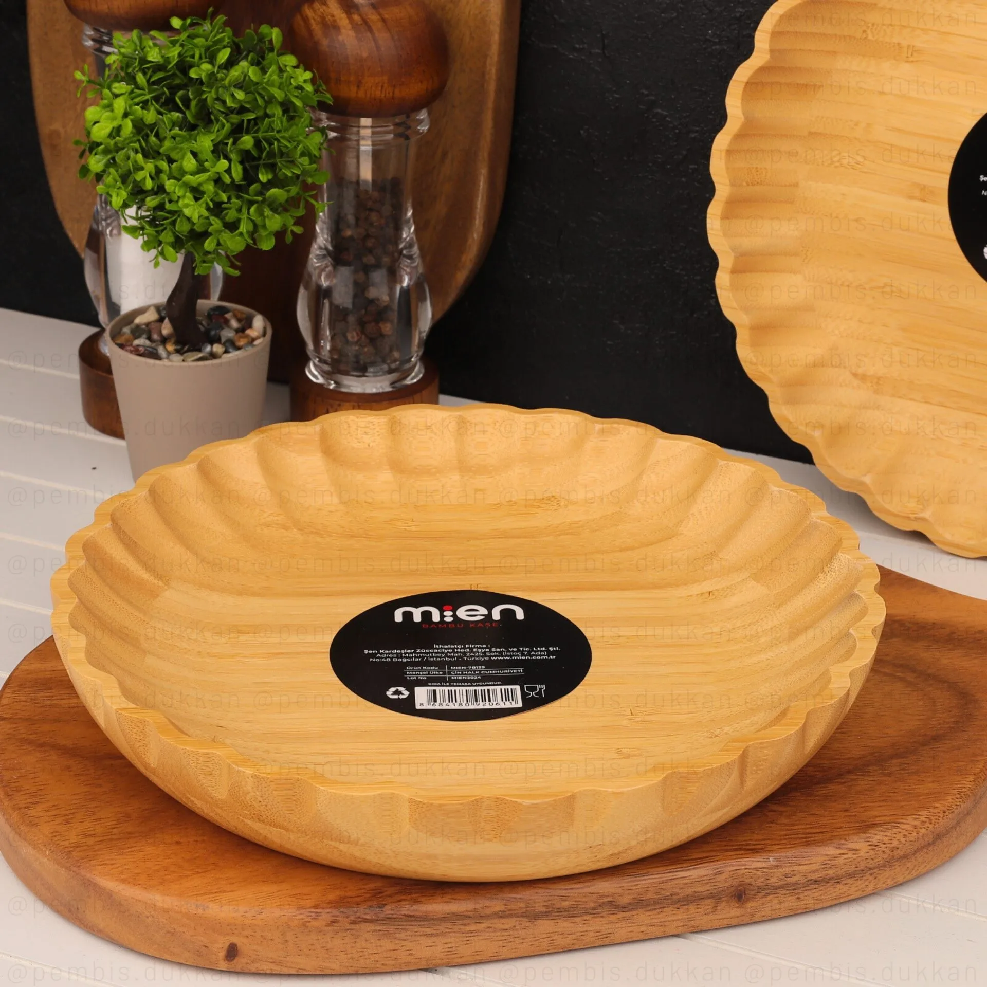 BAMBU TIRTIKLI YUVARLAK DERİN 25CM SALATA & MEZE SERVİS (7B129)