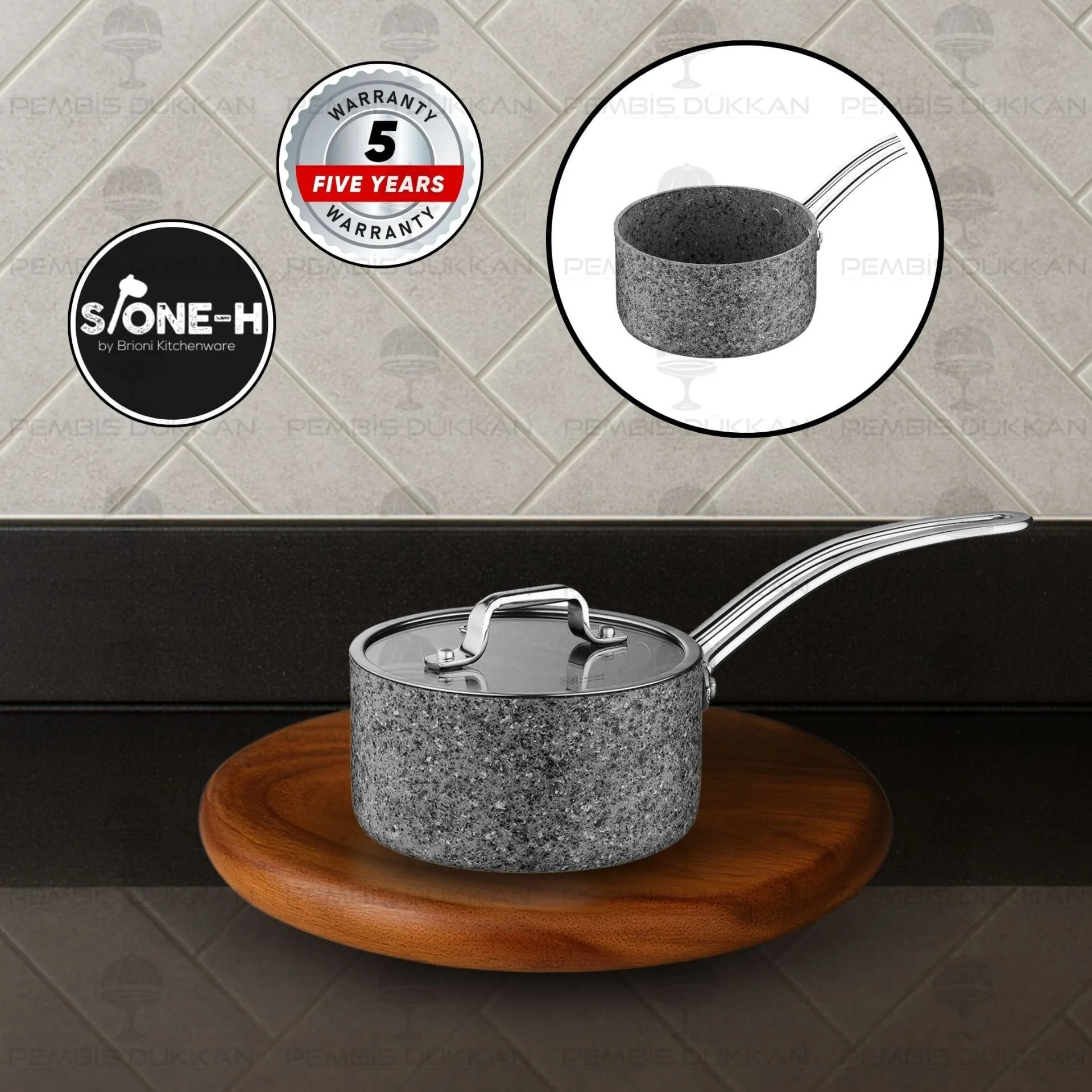 BRİONİ STONE-H 16 CM KAPAKLI SOS TENCERESİ