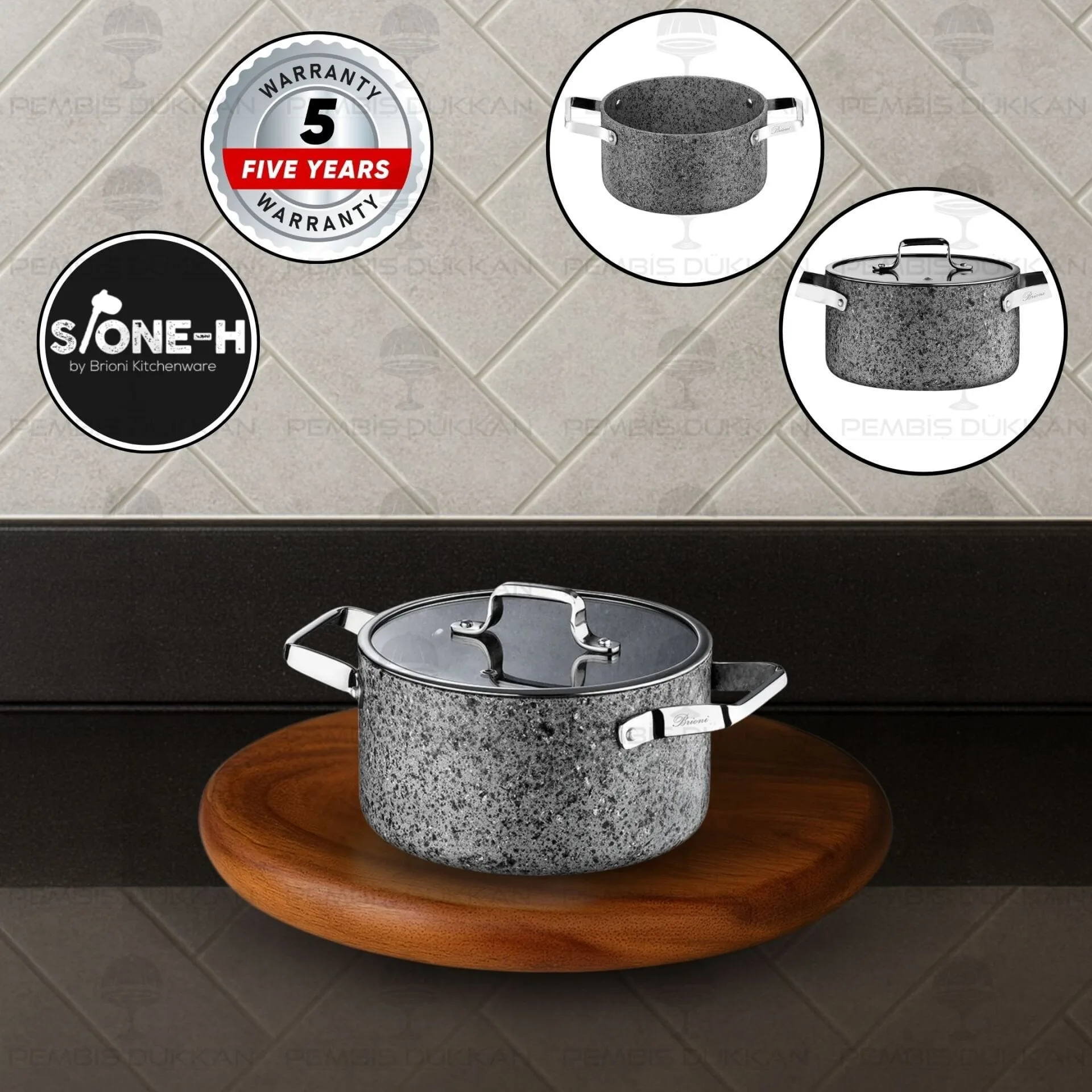 BRİONİ STONE-H 20 CM DERİN TENCERE