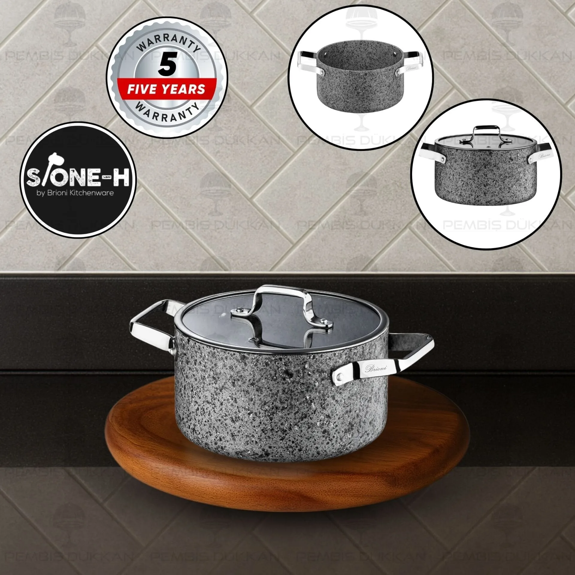 BRİONİ STONE-H 22 CM DERİN TENCERE