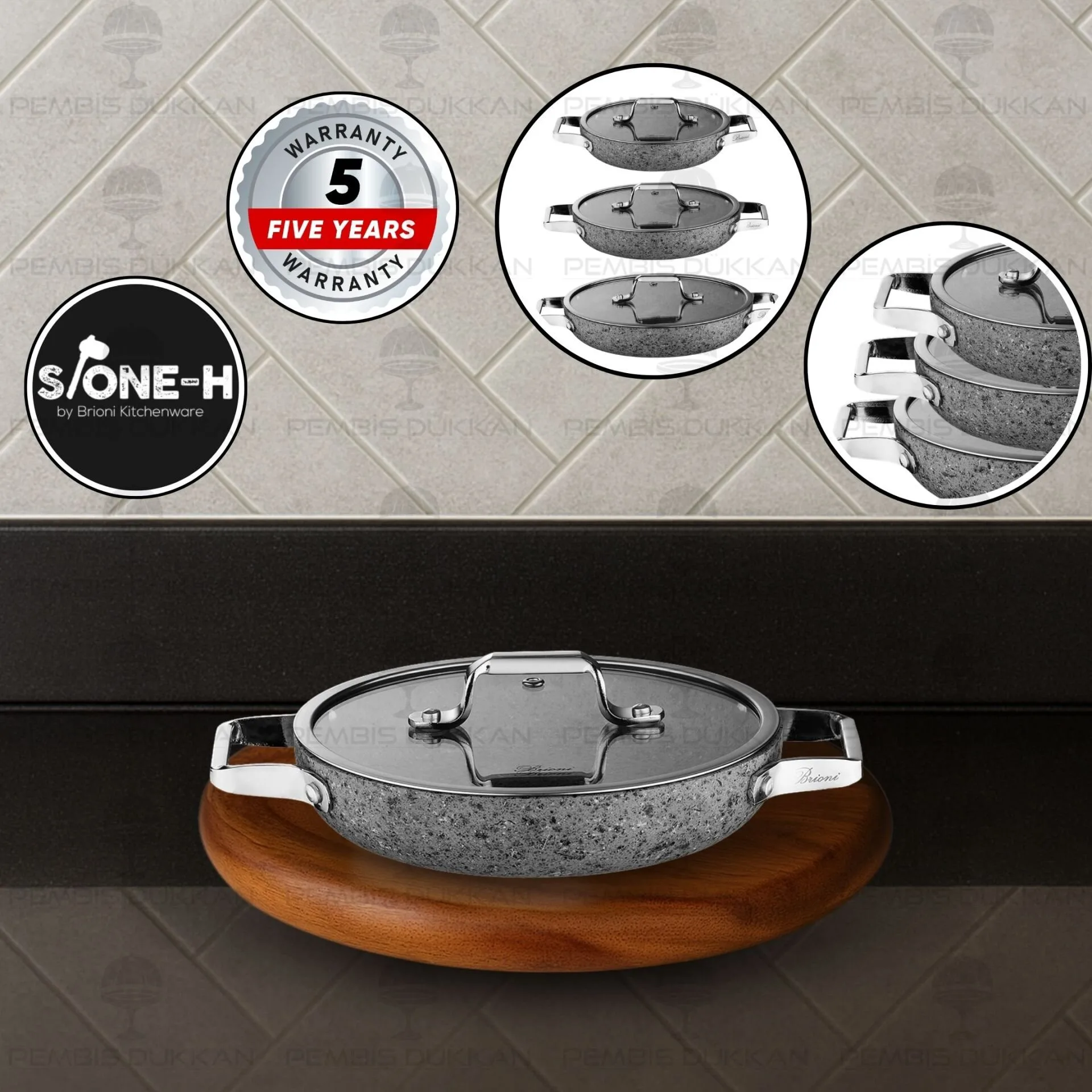 BRİONİ STONE-H 22 CM SAHAN TENCERE