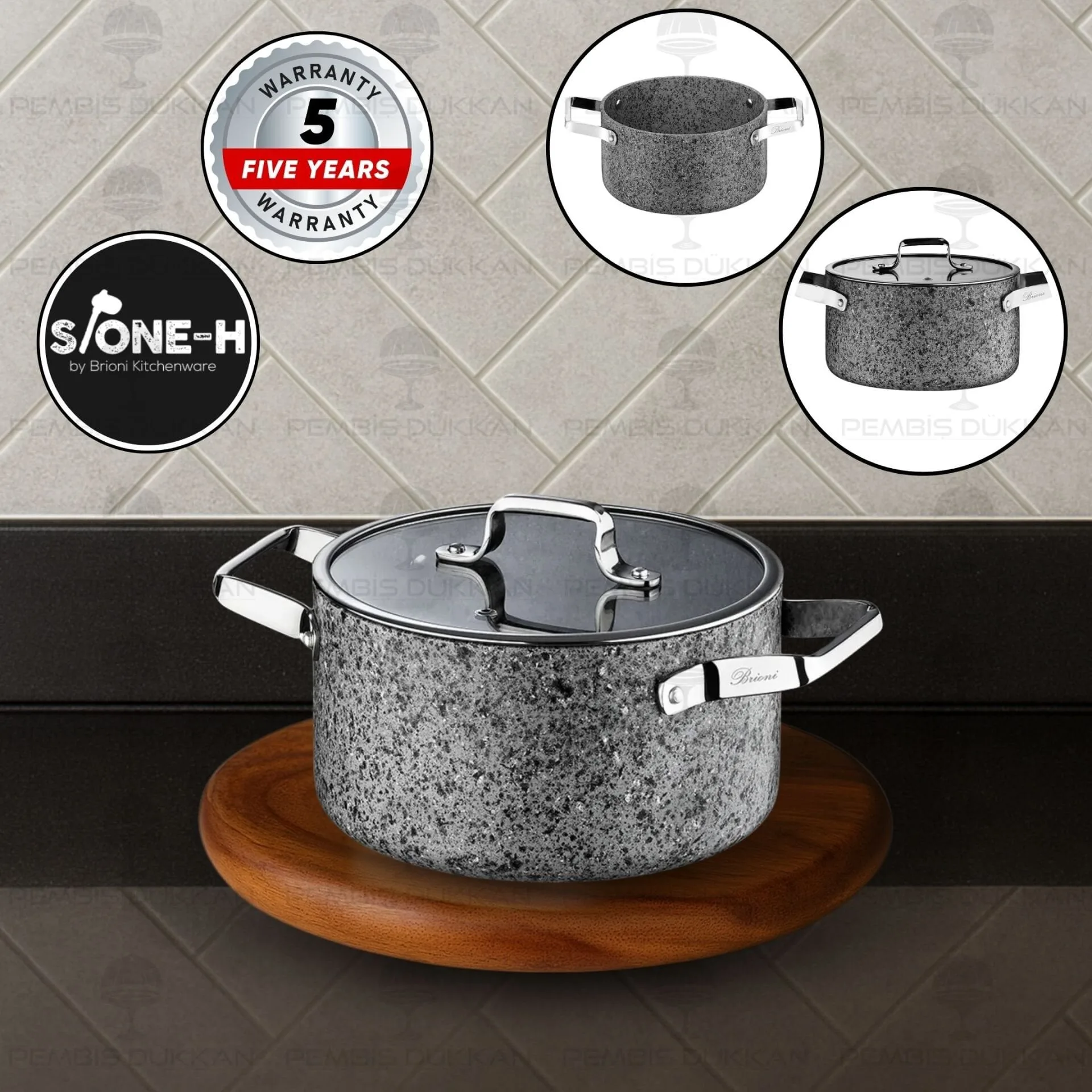 BRİONİ STONE-H 24 CM DERİN TENCERE