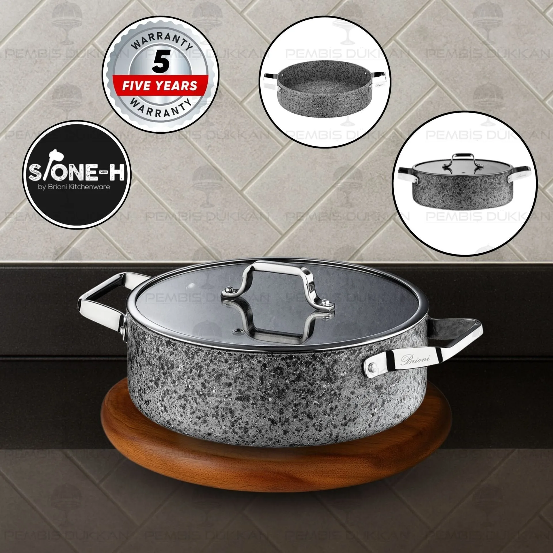 BRİONİ STONE-H 28 CM BASIK TENCERE