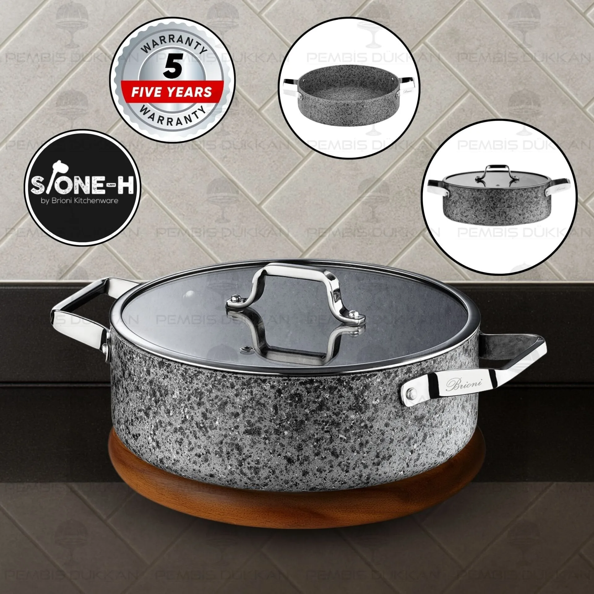 BRİONİ STONE-H 32 CM BASIK TENCERE