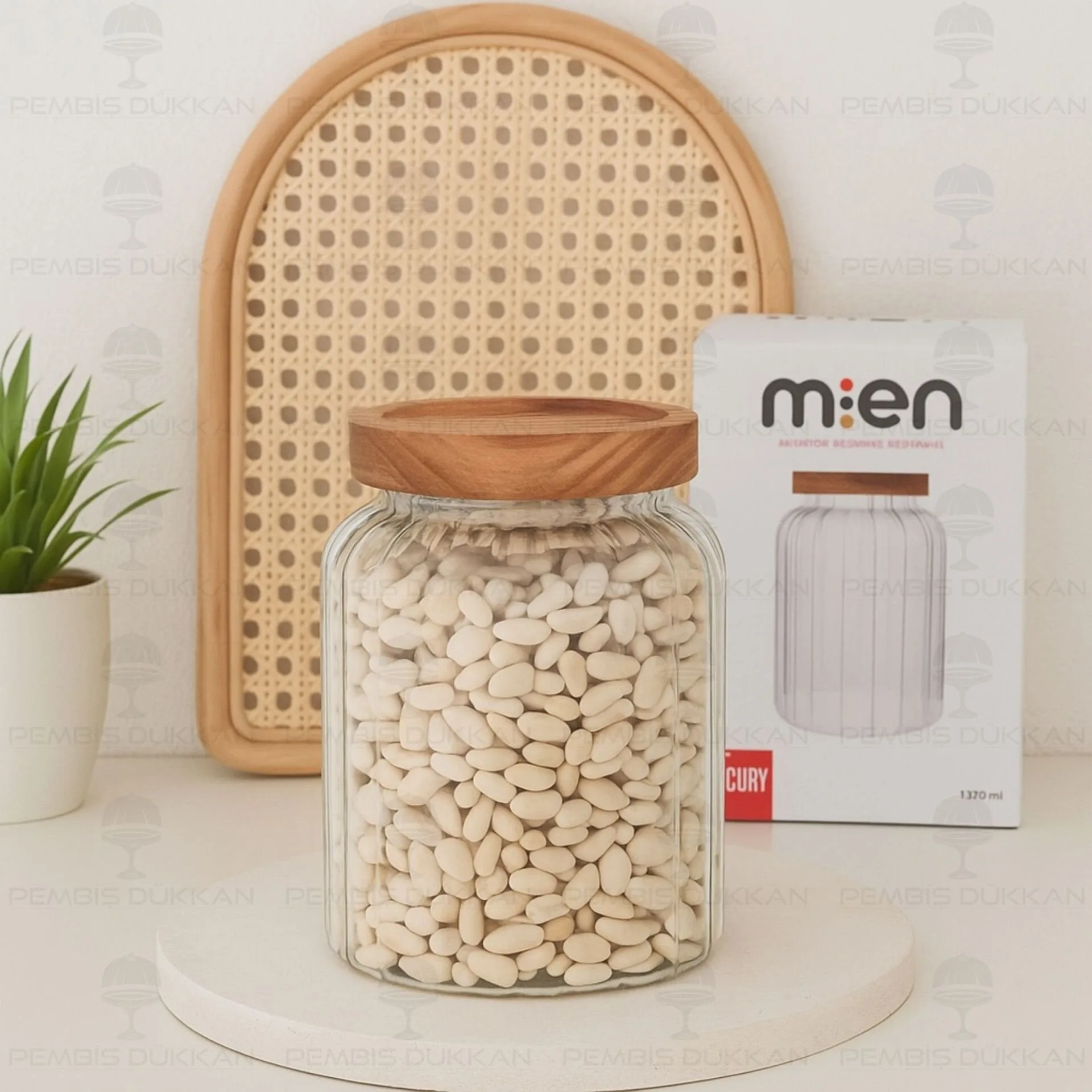 CURY 1200ML AKASYA KAPAKLI, ÇİZGİLİ KAVANOZ (1S09)