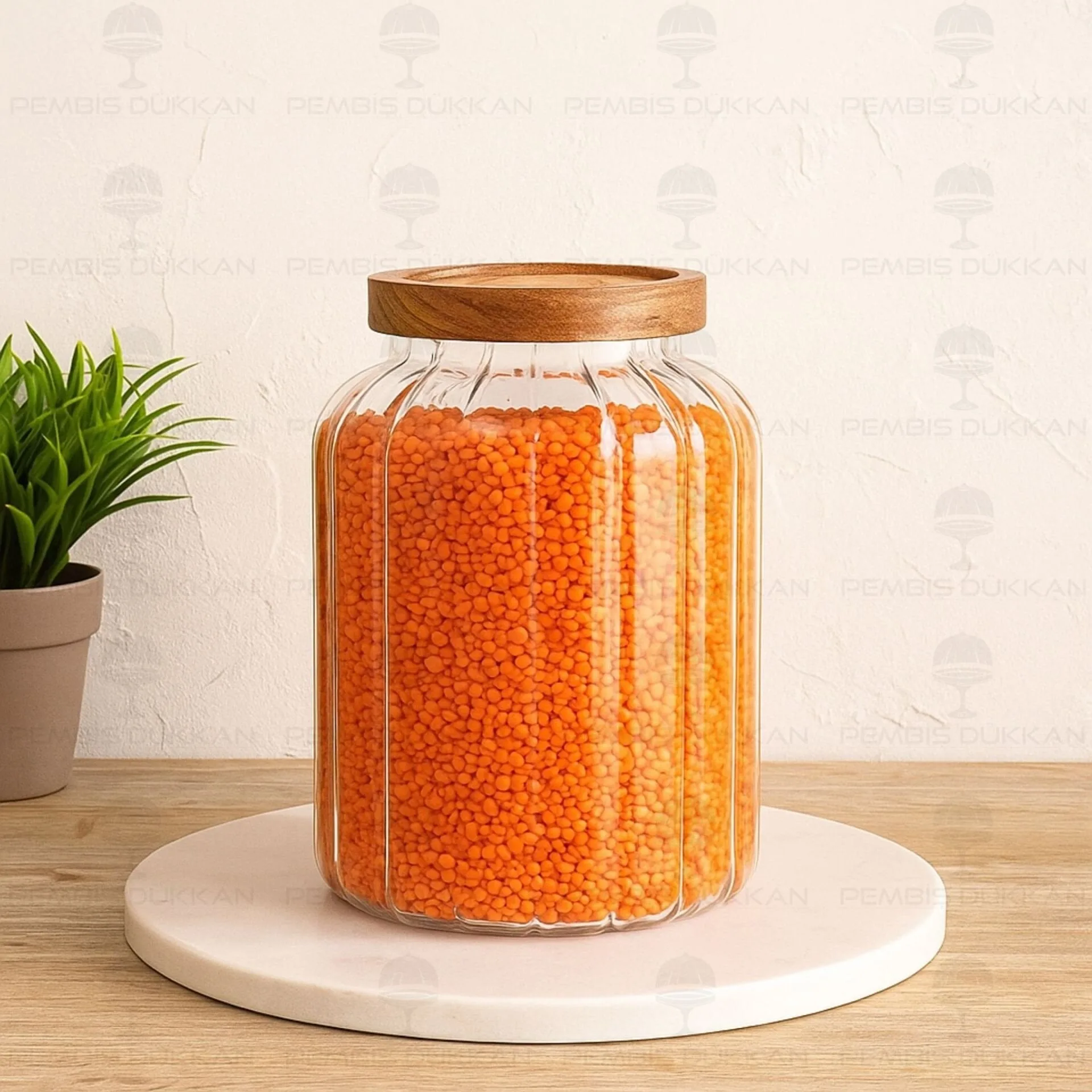 CURY 1800ML AKASYA KAPAKLI, ÇİZGİLİ KAVANOZ (1S10)