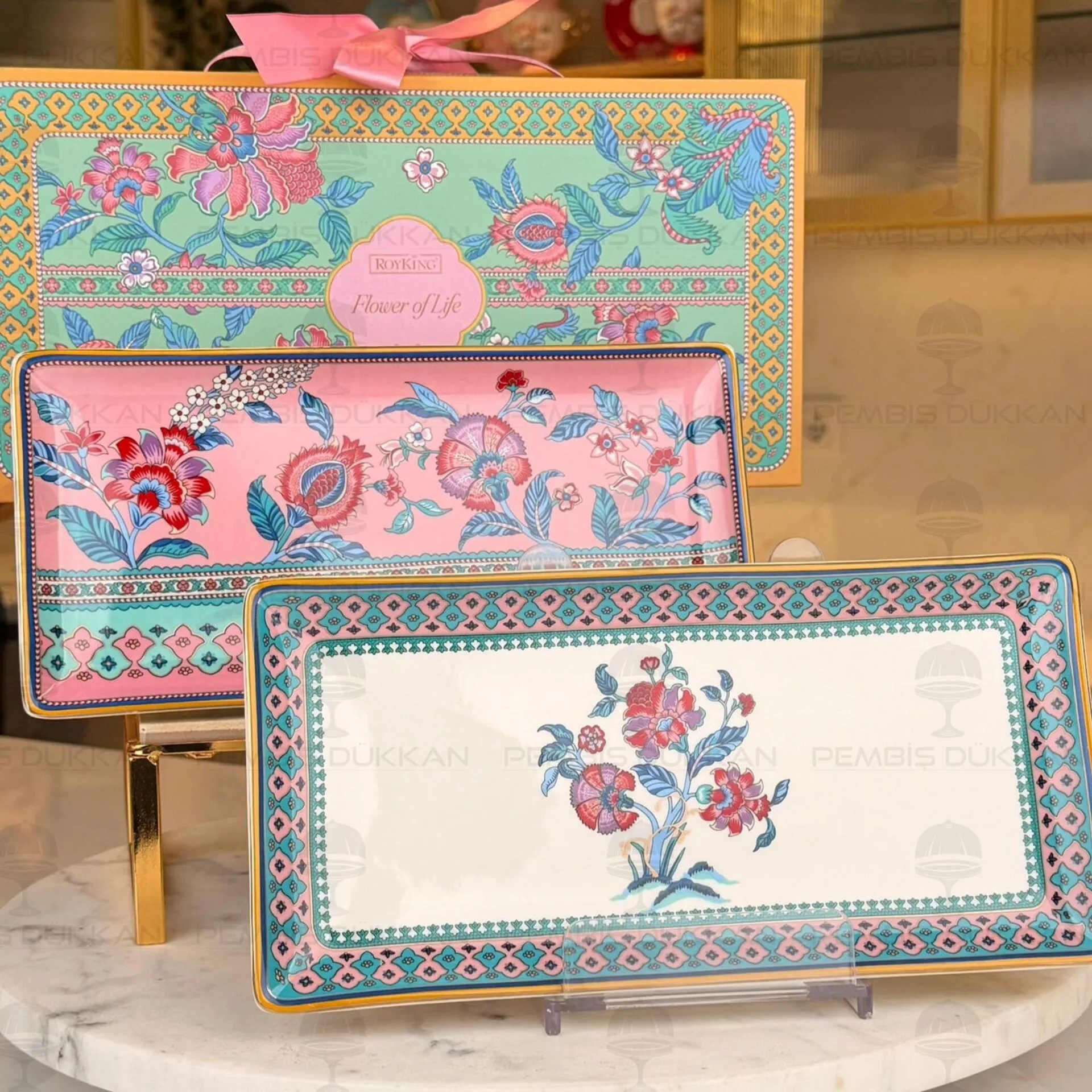 FLOWER OF LİFE 2Lİ DİKDÖRTGEN TABAK SET