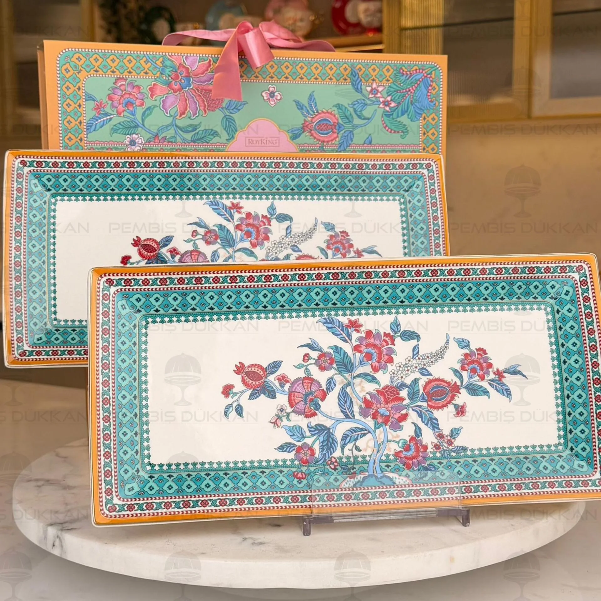 FLOWER OF LİFE 30.5CM 2Lİ DİKDÖRTGEN TABAK SET