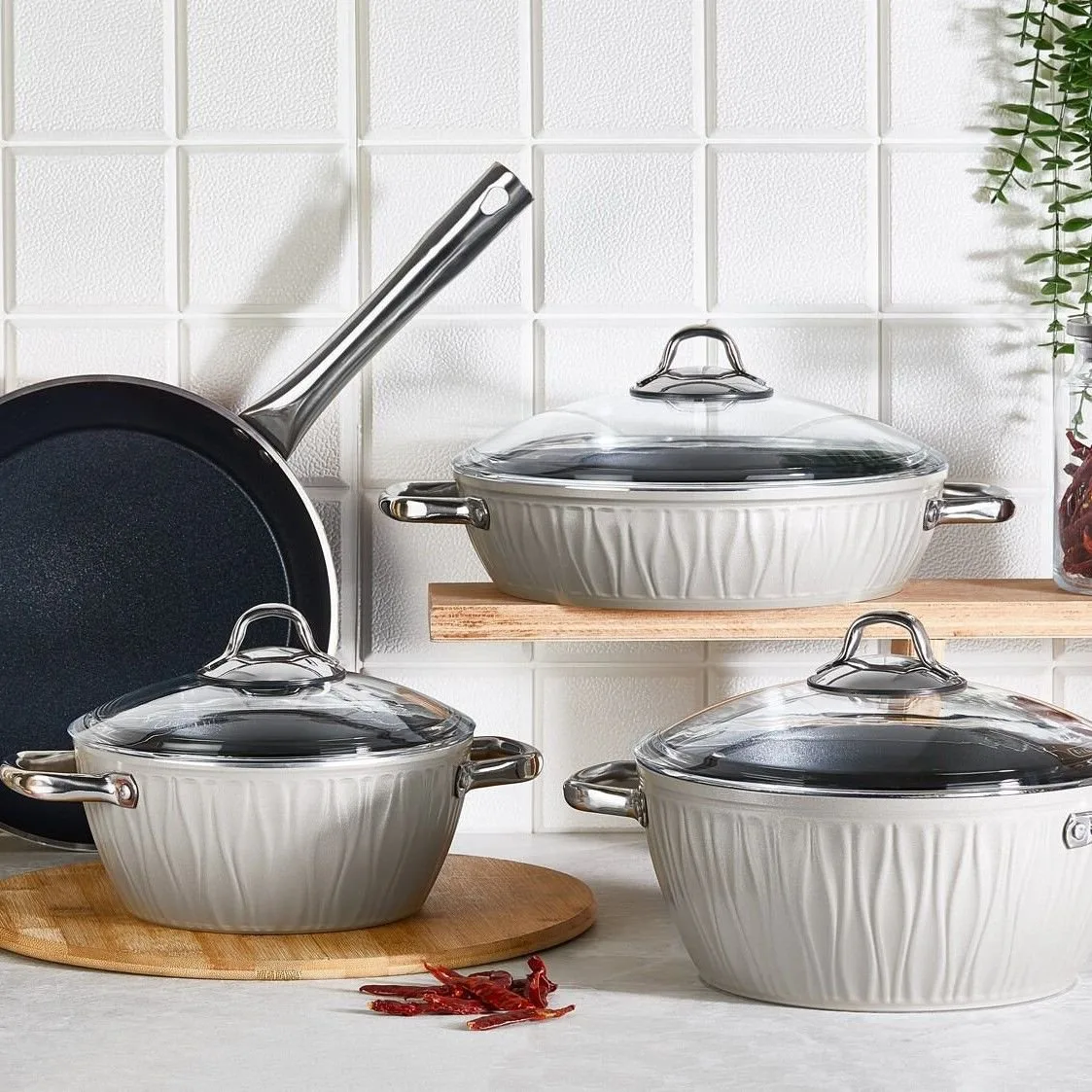 FLZ MARKİZ 7 PARÇA TENCERE SET KARAMEL