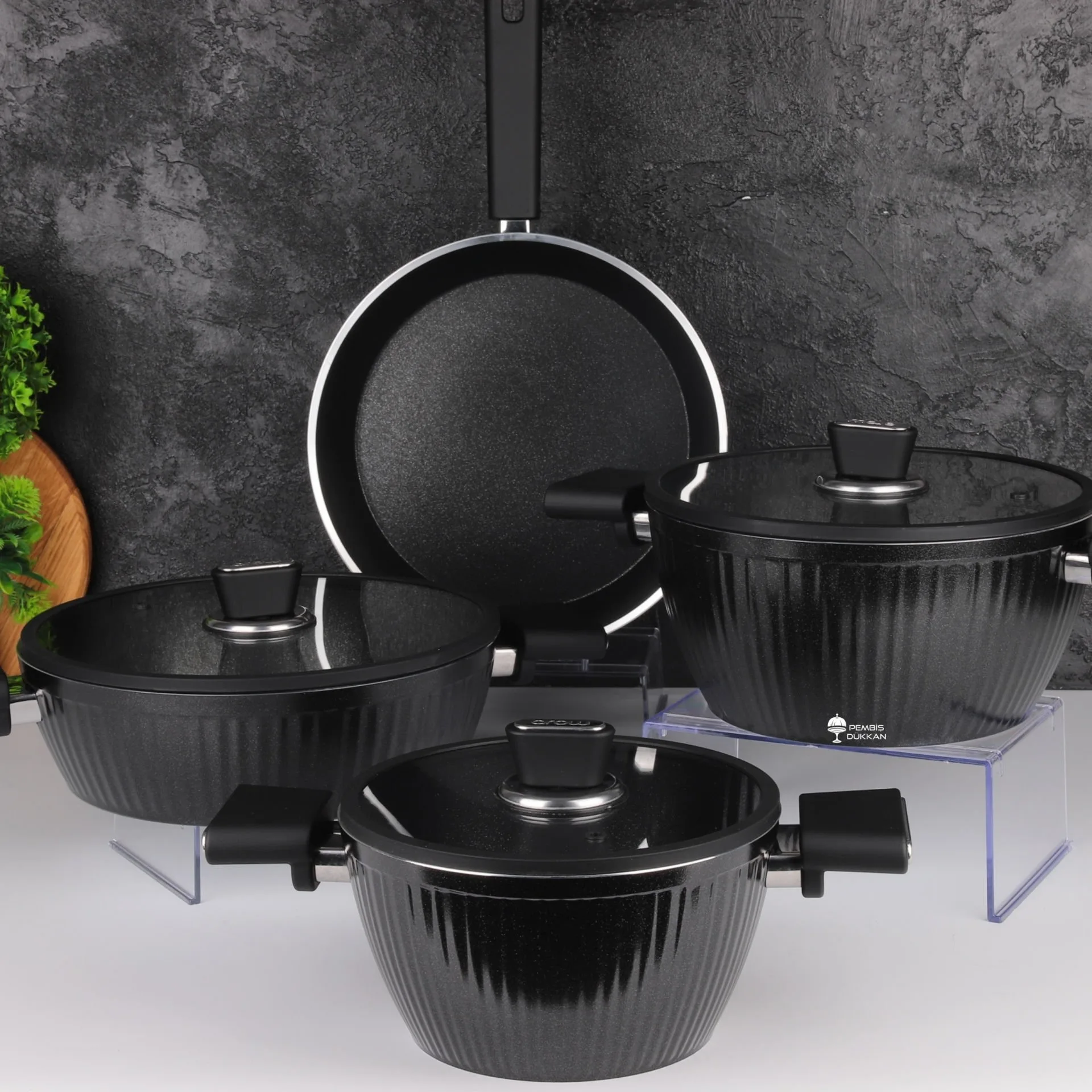 GİALLO 7 PARÇA TENCERE SET SİYAH