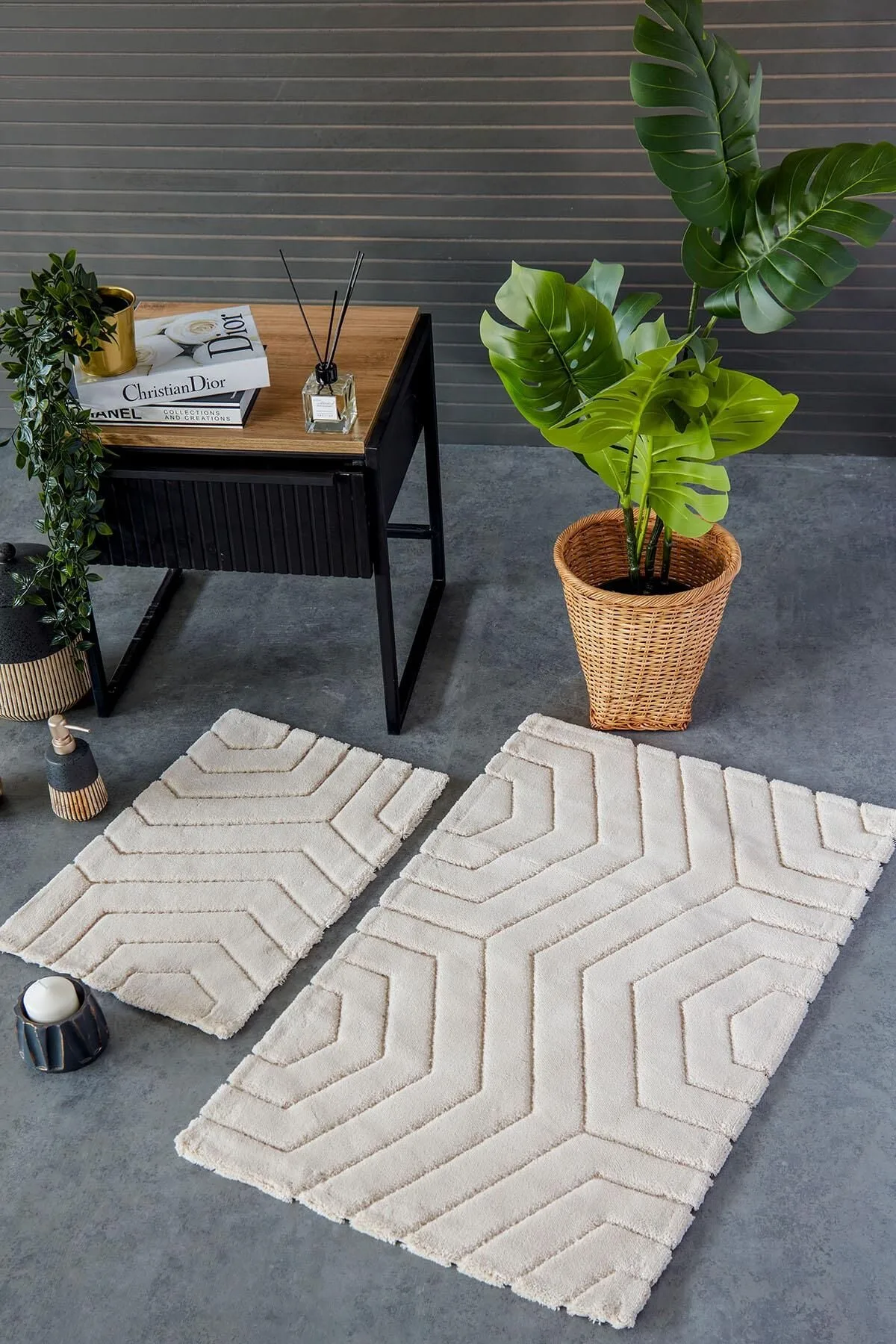 HCW PLAİD PASPAS SETİ BEJ / 40x60-60x100CM