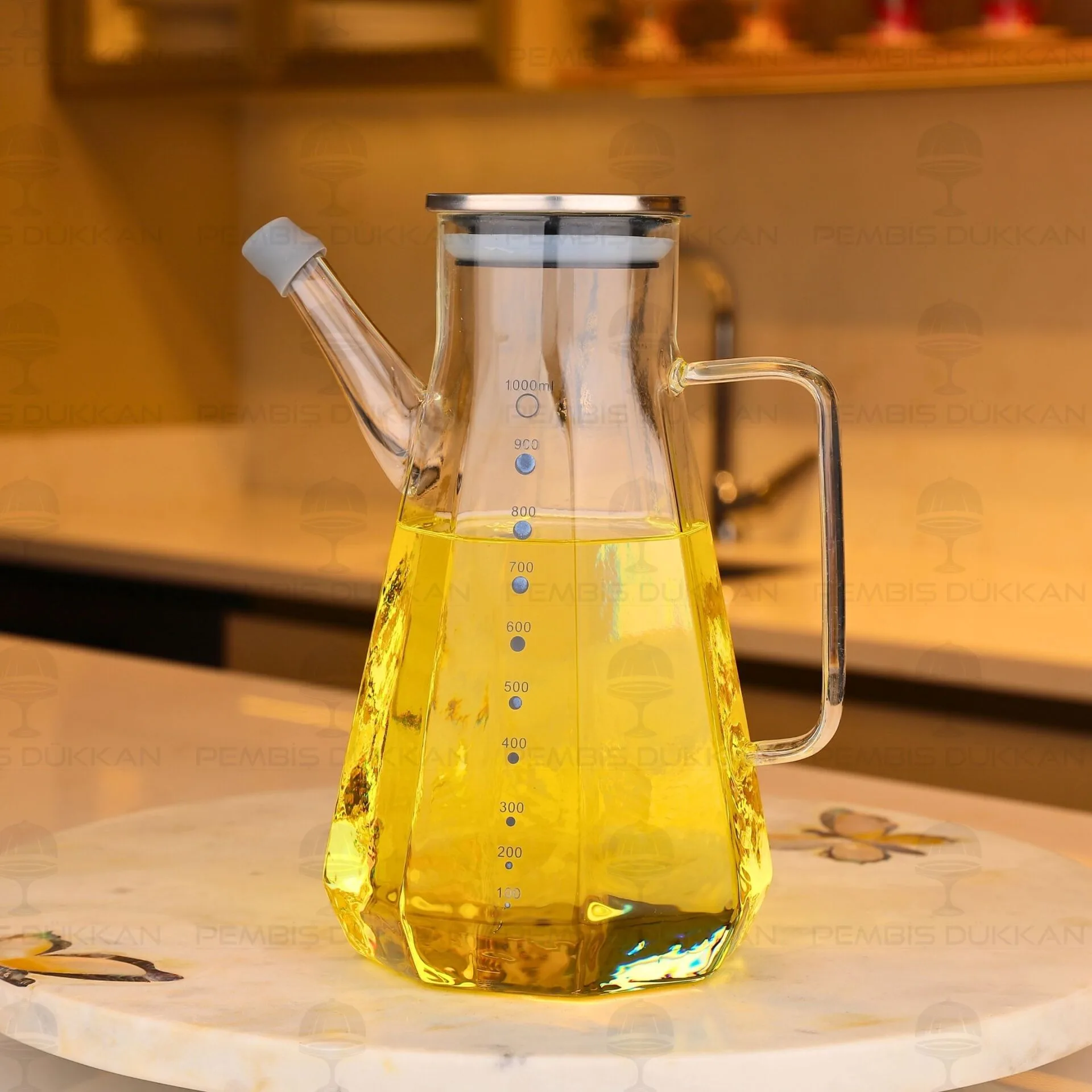 KÖŞELİ METAL KAPAKLI 1000ML YAĞDANLIK