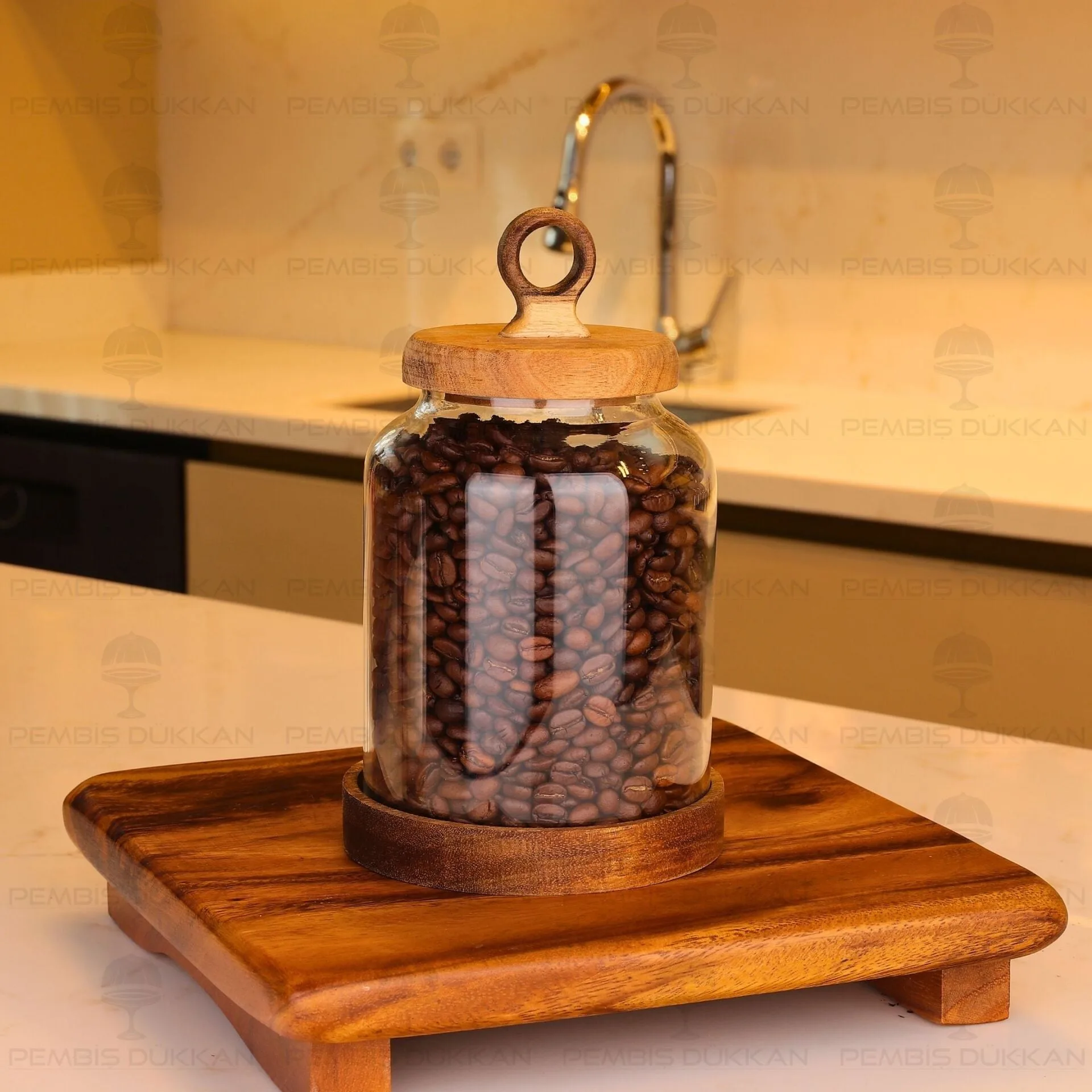 LİLY 1100ML VERNİKSİZ AKASYA KAPAKLI KAVANOZ (BOR 010)