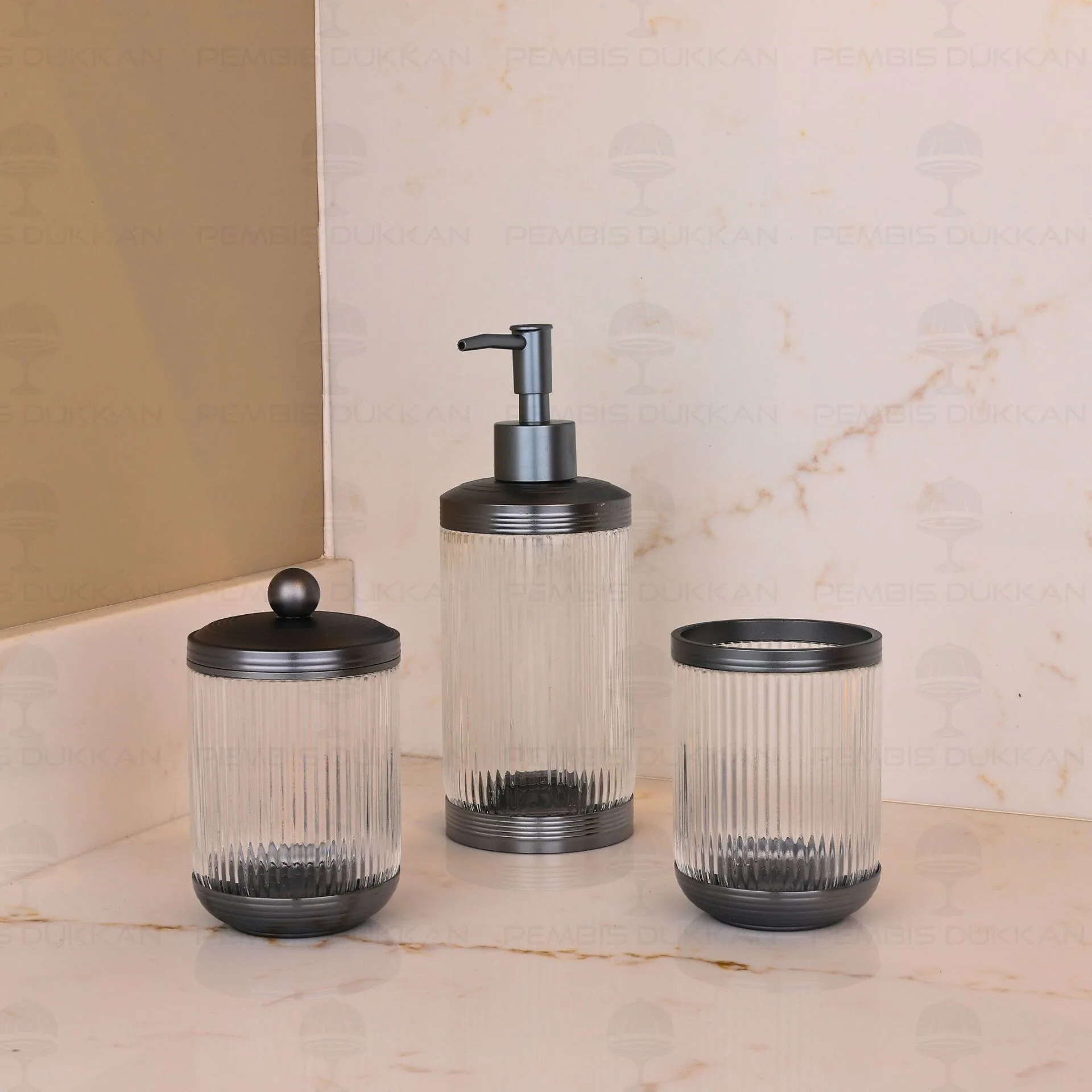 LUXOR 3 PARÇA GÜMÜŞ BANYO SET