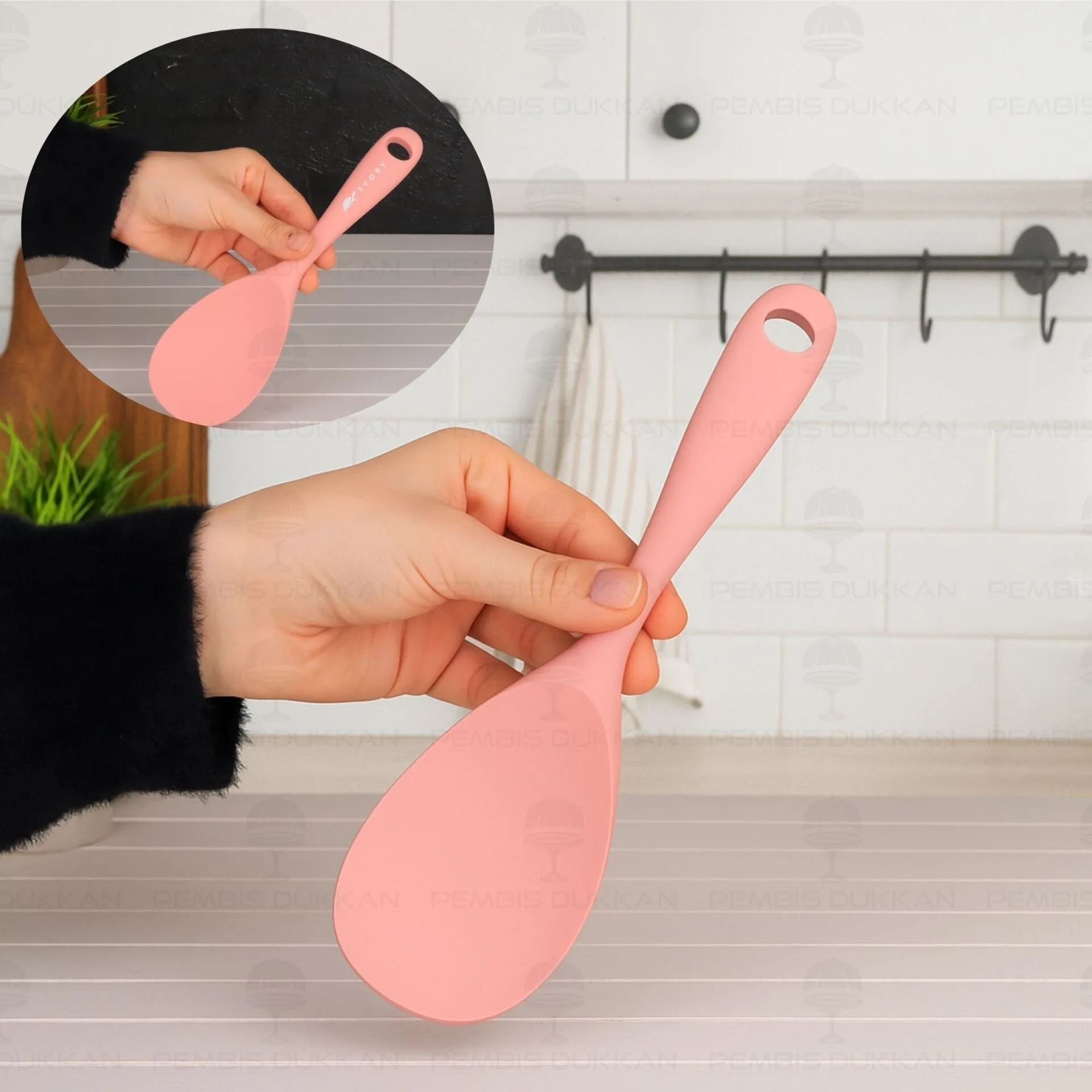PEMBE SİLİKON PİLAV KAŞIĞI İVY (SL151)