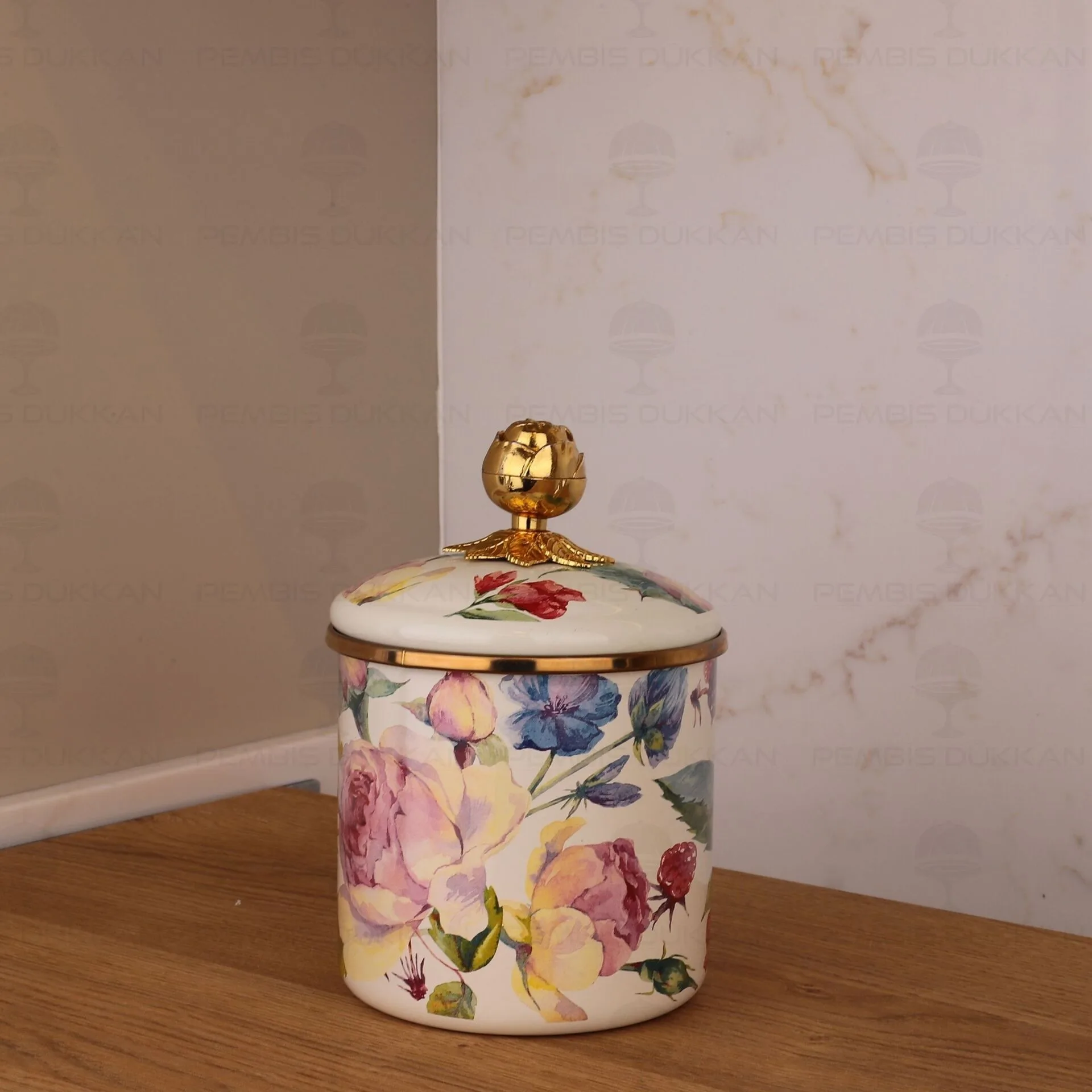 ROSE DELUXE EMAYE ORTA BOY KAVANOZ