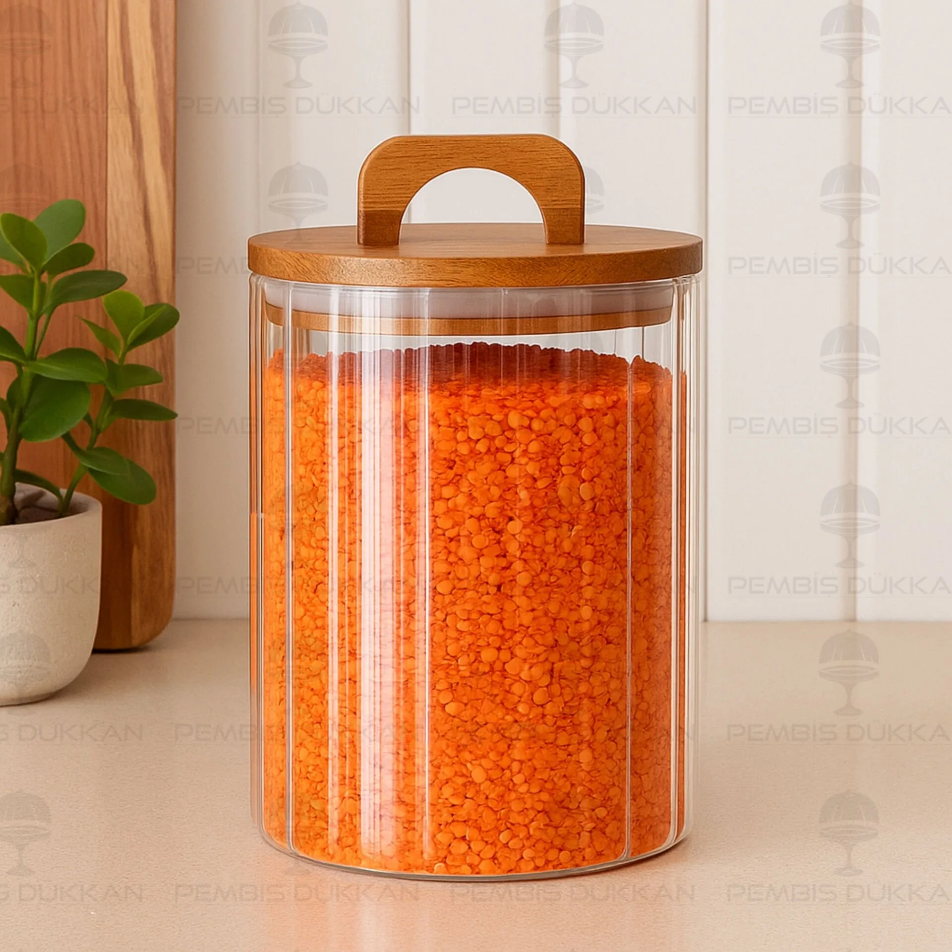 ZAHİRE 2450ML AKASYA KAPAKLI, ÇİZGİLİ KAVANOZ (BOR 0104)